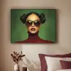 Vrouw - Groen - Bril - Aesthetic - Modern Textielframe zwart klein -sfeer1