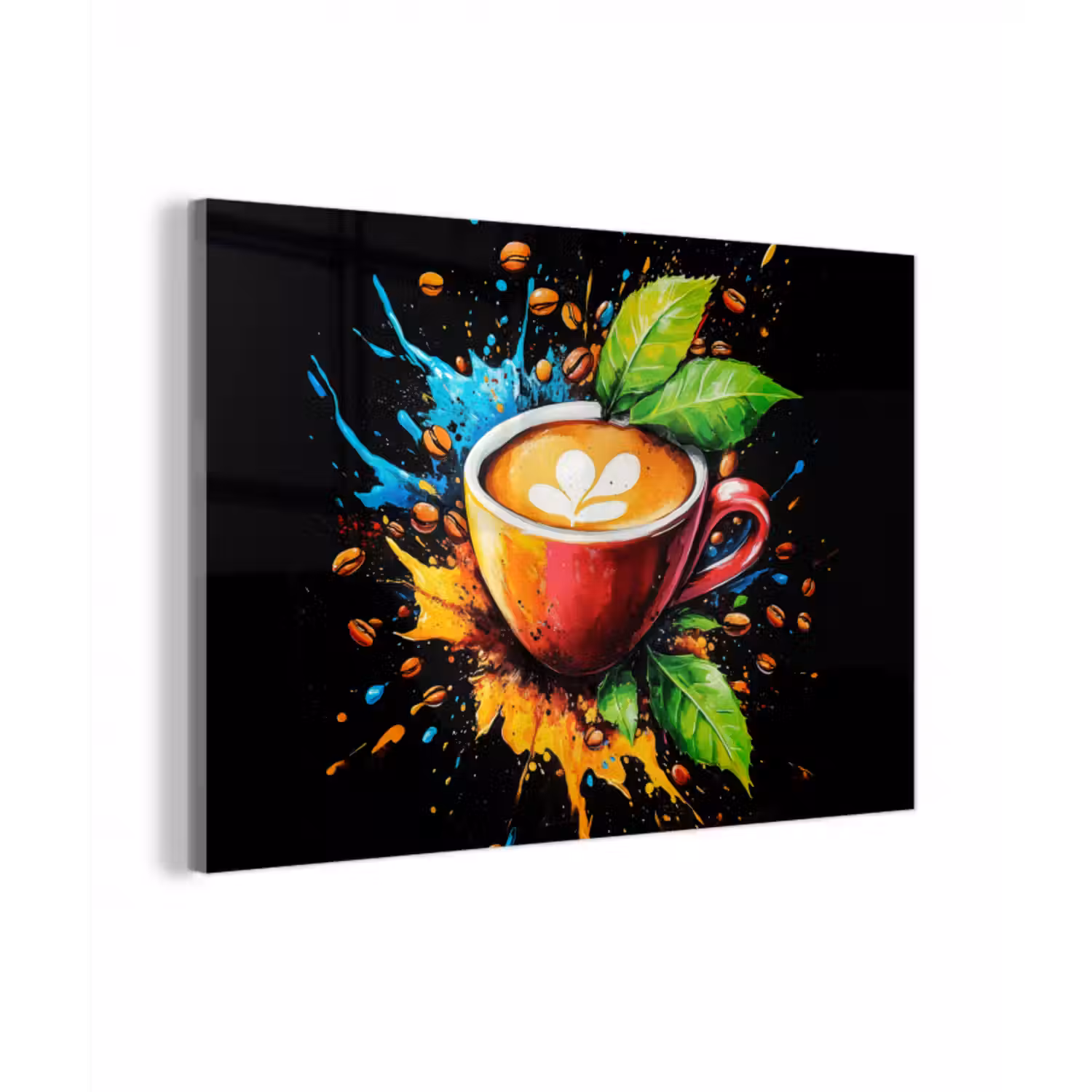 Glas schilderij - Koffie - Graffiti - Drinken - Abstract