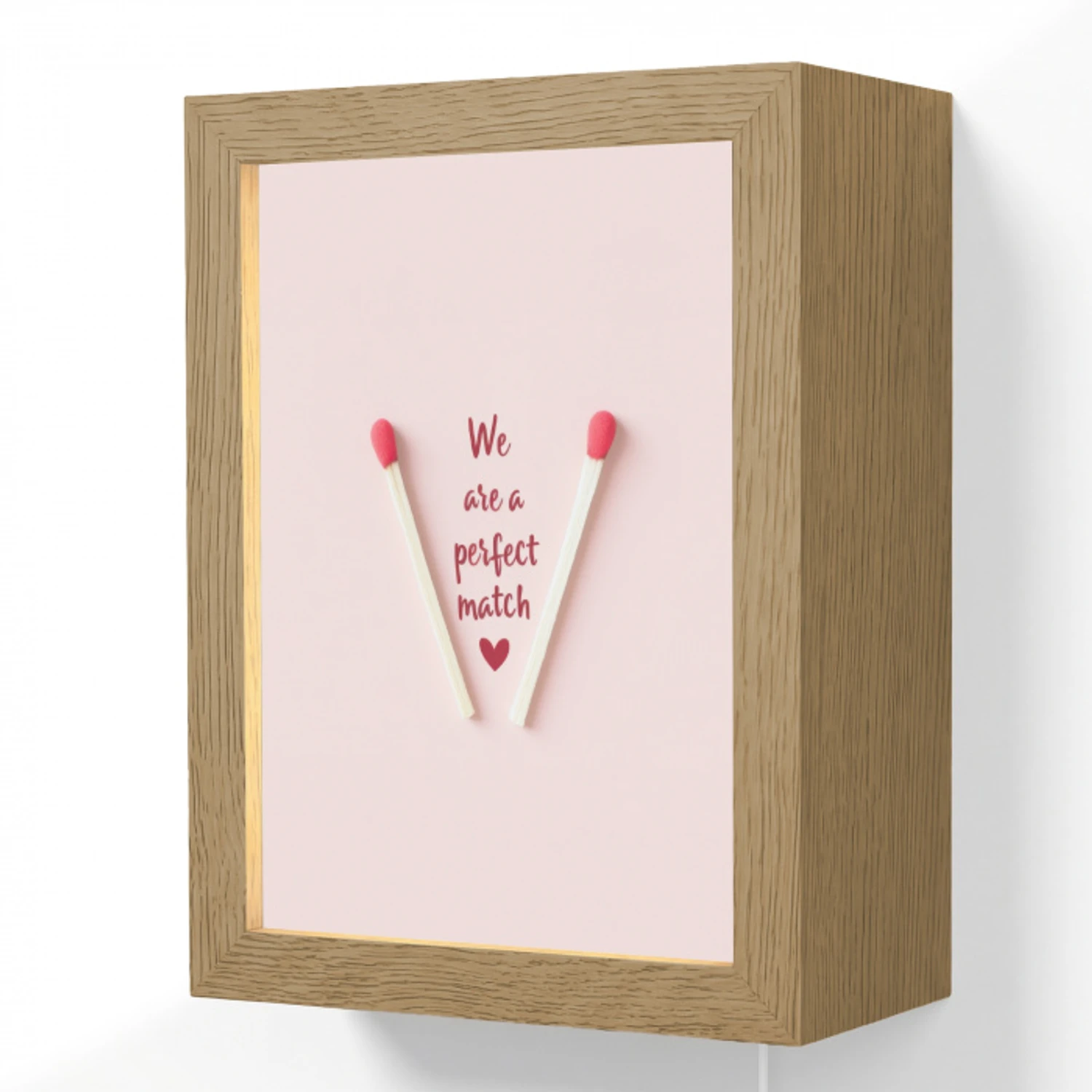 Perfect - Minimalistisch - Valentijn Light Box met kabel (Wandlamp) klein -3d