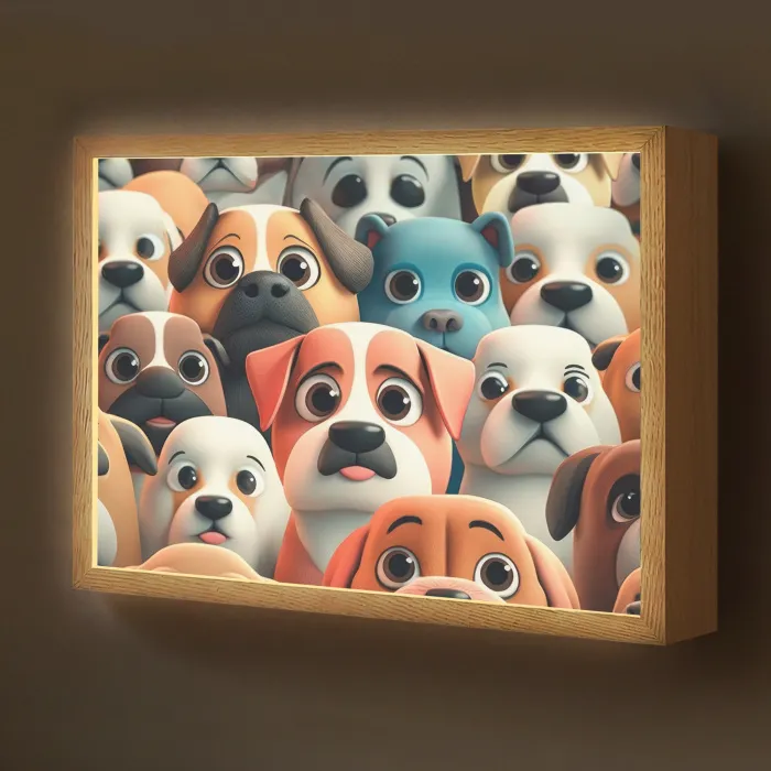 Hond - Dieren - Patronen - Bruin - Meiden - Jongens Light Box met batterij (Wandlamp kind) middel -z3d_website