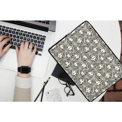 Grafisch - Patroon - Zwart laptophoes neopreen klein 279 -bureau