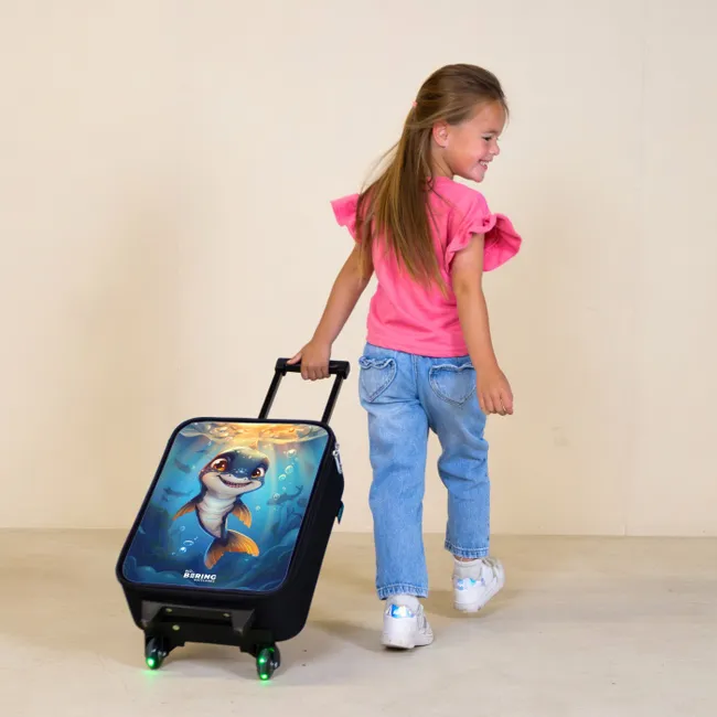 Haai met gezicht in het water Kinderkoffer - Zwart klein -sfeer1