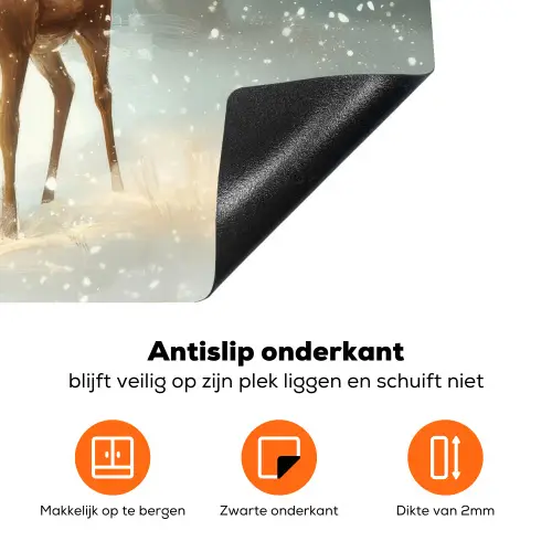 Kerstmagie - Winterwoud - Rendier Inductie beschermer vinyl 3mm klein -zzzzzzz-td-onderkant