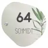 Lichtbeige met plant - Modern Naambord Organisch middel -3d