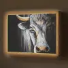 Stier - Hoorns - Snuit - Goud Light Box met batterij (Wandlamp) middel -z3d_website