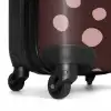 Diepbruine achtergrond met roze stippen NBS - Handbagage koffer - Kinderen Unisex middel -wiel