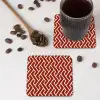 Rood - Beige - Patroon - Lijnen onderzetter kurk middel 366 -sfeer2