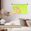Groen - Smiley - Bonjour - Roze Wandkleed katoen klein -sfeer1