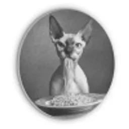 Sphynx - Kat - Dieren - Humor - Spaghetti - Zwart Wit Akoestische PET Vilt - Rond klein -3d
