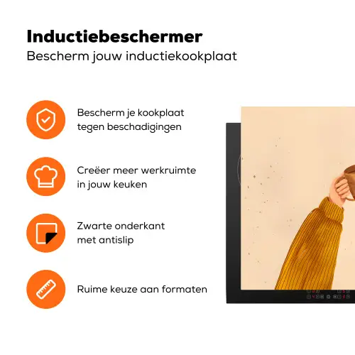 Illustratie - Mokken - Proosten - Bruin Inductie beschermer vinyl 3mm klein -zzzzzzz-td-ups