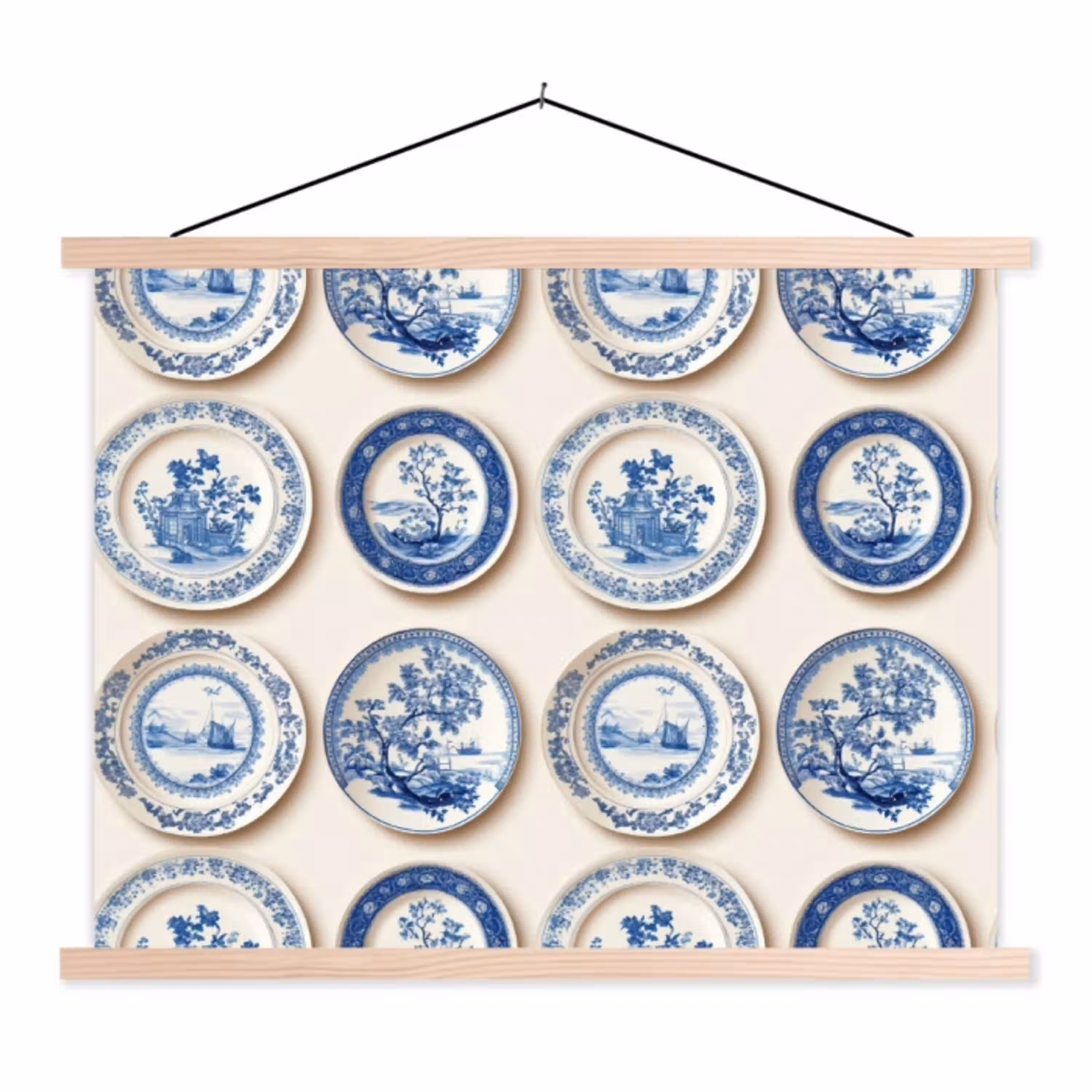 Borden - Bomen - Planten - Blauw textielposter latten blank klein 122 -3d