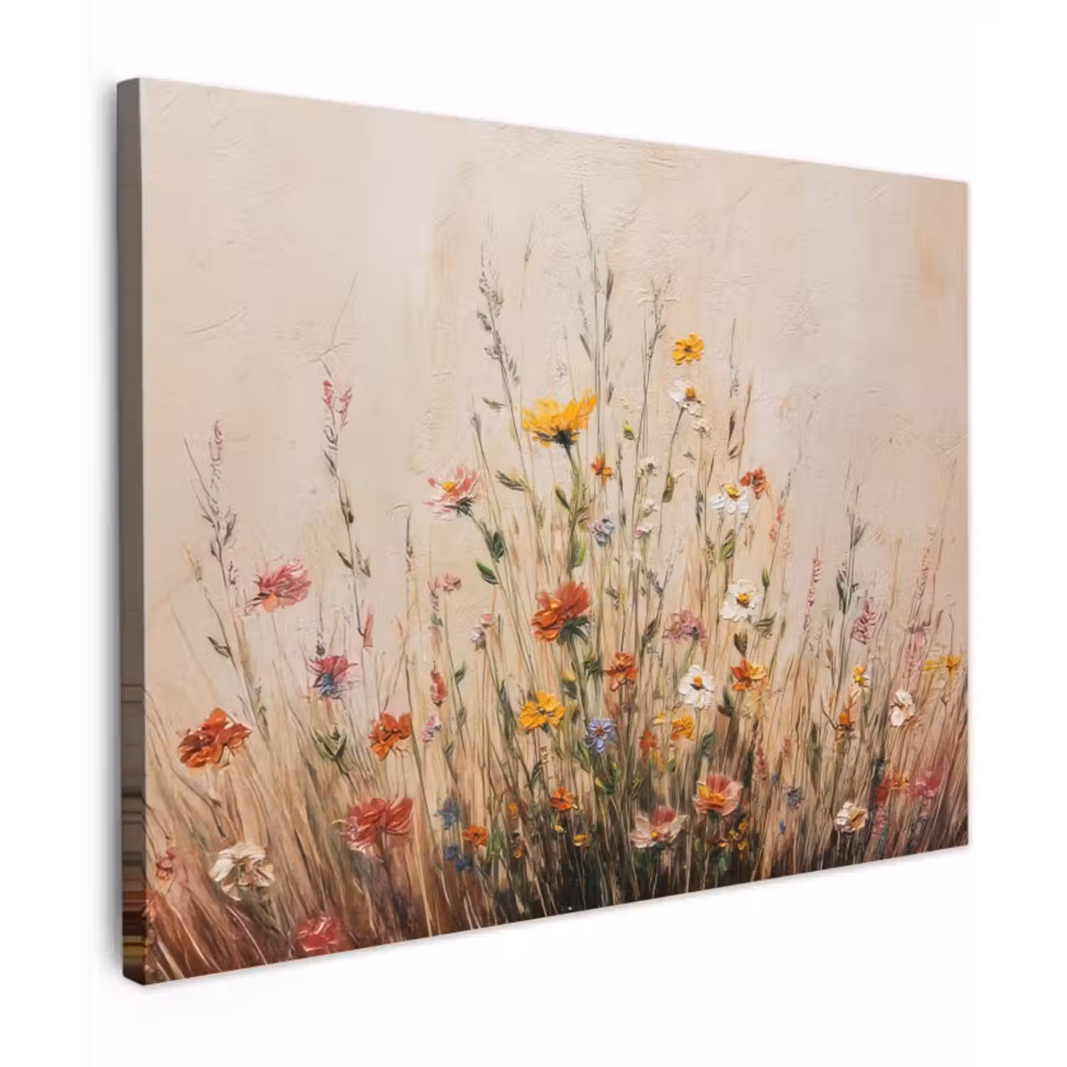 Canvas schilderij - Wilde bloemen - Penseelstreken - Rustgevend