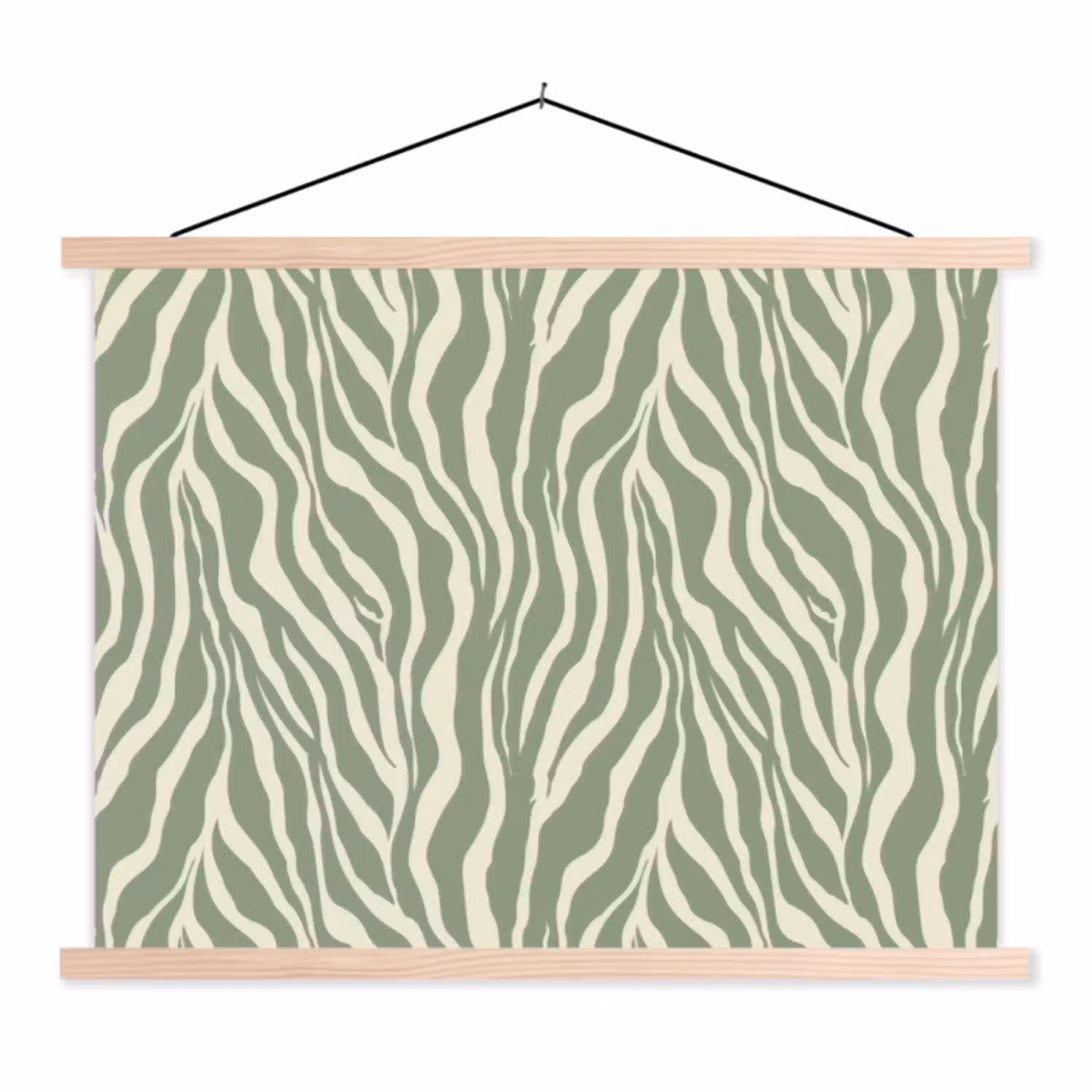 Zebra - Motief - Groen textielposter latten blank klein 122 -3d