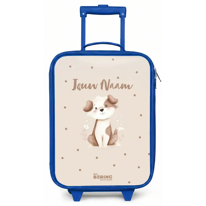 Honden pup omringd door bruine stippen Kinderkoffer - Blauw klein -zz3dotto