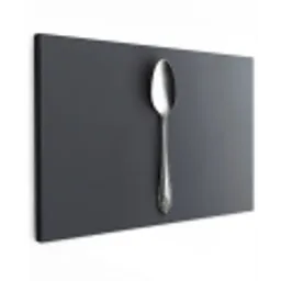Zilver - Metaal - Lepel Tuinposter op houten frame 2 cm dik klein -3d
