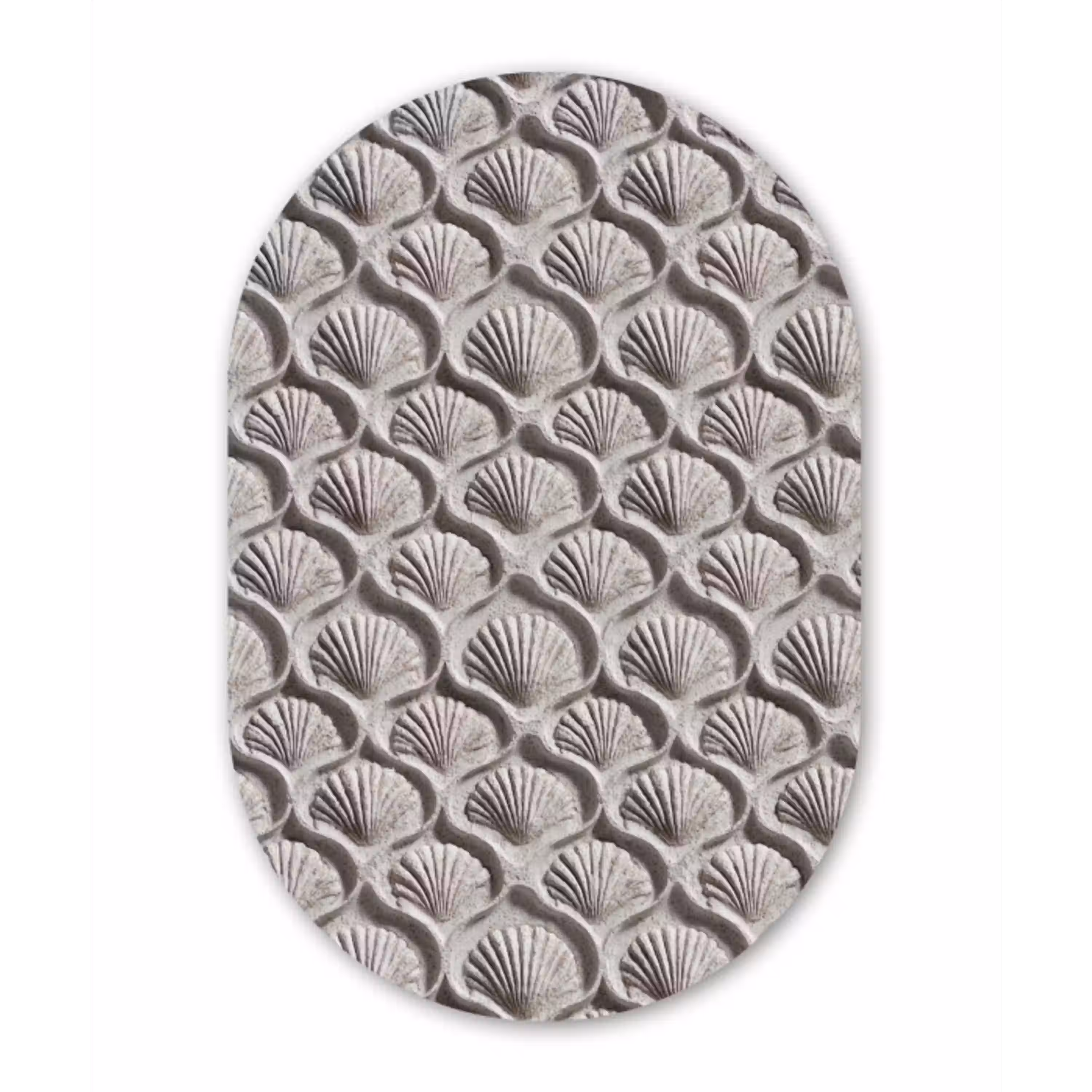 Zand - Schelpenvorm - Grijs Wandcirkel Ovaal Aluminium middel 839 -3d