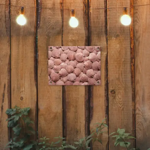 Schelpen - Patroon - Roze tuinposter los doek klein -sfeer1