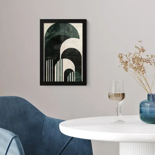 Bogen - Donkergroen - Lijnen fotolijst zwart zonder passe partout klein -sfeer4