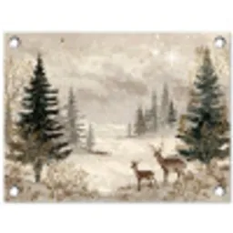 Bos - Herten - Winter - Sneeuw tuinposter los doek klein -3d