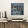 Wereldkaart - Denim - Textiel aluminium wit klein -sfeer1