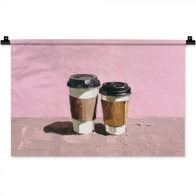 Koffiebekers - Deksel - Verf - Textuur Wandkleed katoen klein -zz3d