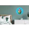 Drakenfruit - Blauw - Levendig Wandcirkel aluminium klein -slaapkamer