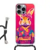 Konijn - Bloemen - Kleurrijk - Kimono Hoesje iPhone 16 Pro Max met koord klein -3d