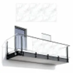 Minimalistisch - Wit - Grijze aders Balkonbeschermer Duitsland klein 596 -3d
