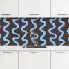 Kronkelende lijnen - Blauw - Bruin - Minimalistisch keuken achterwand 2 middel 871 -3d