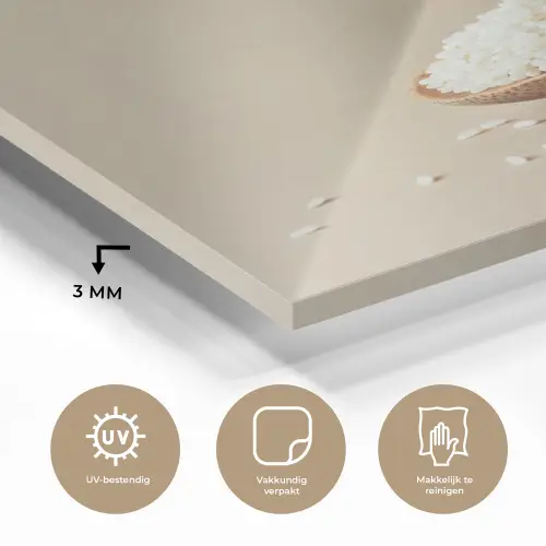 Lepel - Rijst - Hout - Beige plexiglas 5mm klein -sfeer2