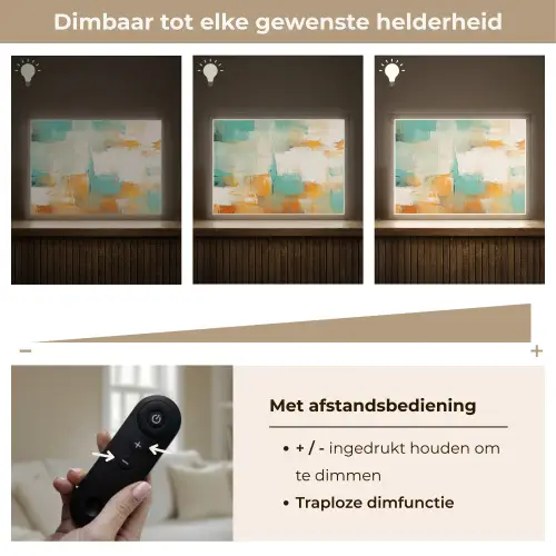 Kunst - Abstract - Blauw - Wit Light Box met batterij (Wandlamp) middel -USP_dimbaarNL