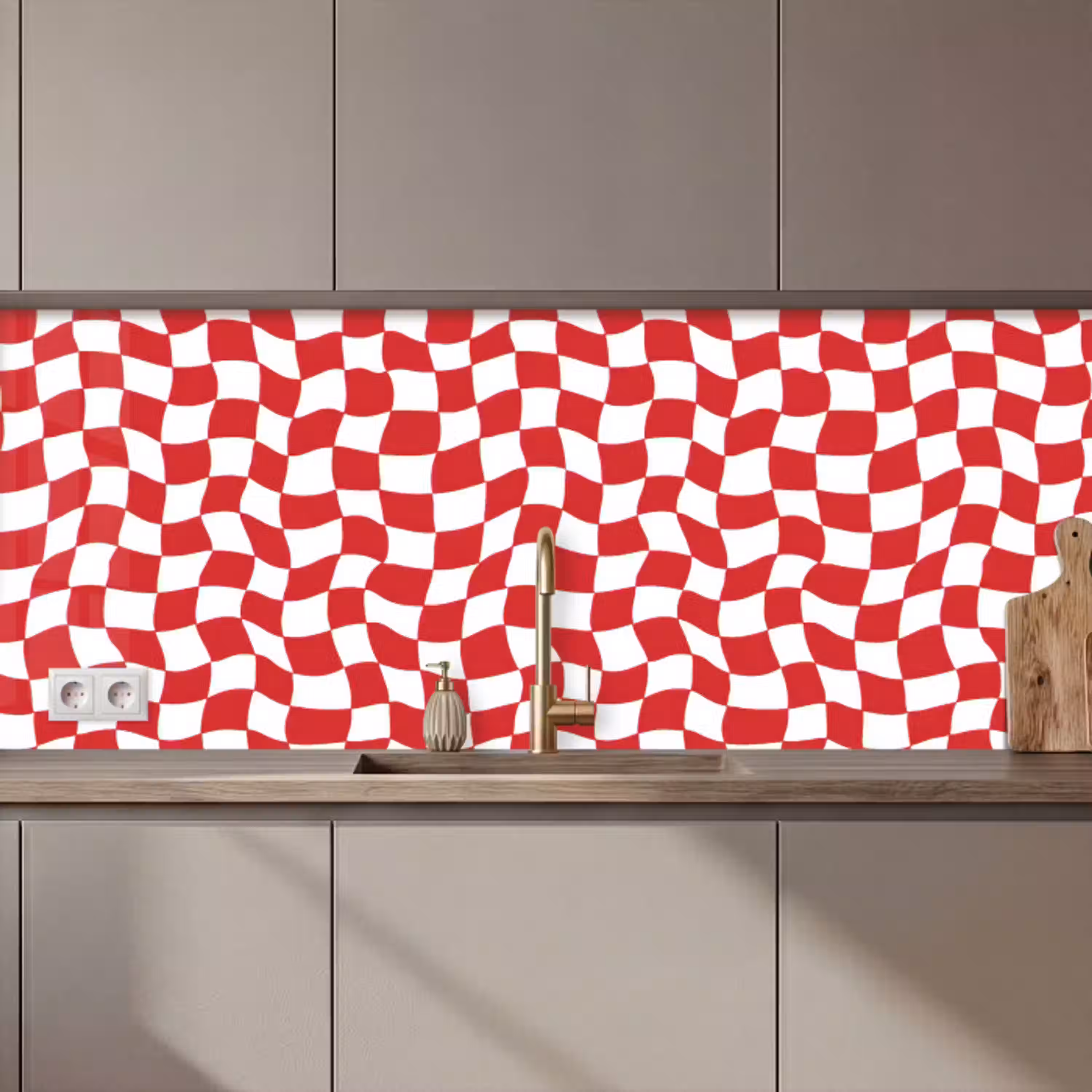 Golvend - Patroon - Rood keuken achterwand 2 middel 871 zz_3dshopping