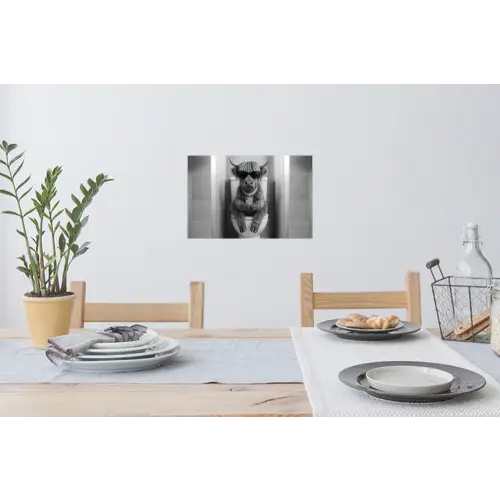 Stier - Telefoon - Toilet - Zwart - Wit Muursticker klein -eettafel