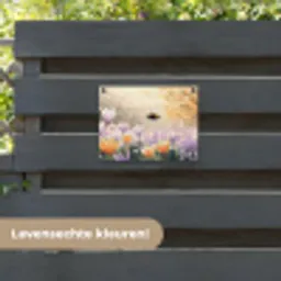 Viooltjes - bij - Zonlicht tuinposter los doek klein -sfeer3