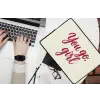 you go girl - Rood - Wit laptophoes neopreen klein -bureau