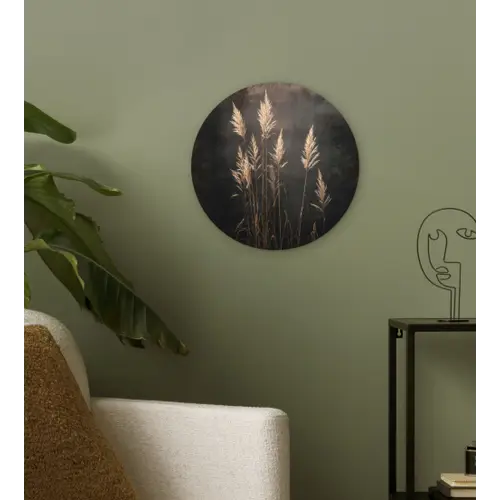 Siergras - Pluimen - Verlichting - Zwart Wandcirkel kunststof plaat 5mm dik klein -sfeer3