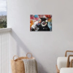 Aap met Koptelefoon tuinposter los doek klein -sfeer8