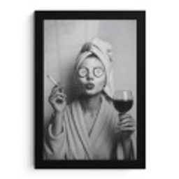 Vrouw - Masker - Wijn - Sigaret fotolijst zwart zonder passe partout klein -3d