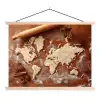 Wereldkaart - Koekjesdeeg - Warme baksfeer textielposter latten blank klein -3d