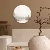 Rivierlandschap - Minimalistisch - Aardetinten Wandcirkel kunststof plaat 5mm dik klein -sfeer1