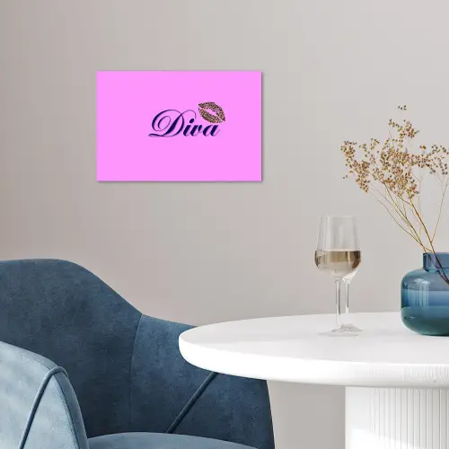 Diva - Lip - Panterprint - Roze poster papier klein -sfeer3