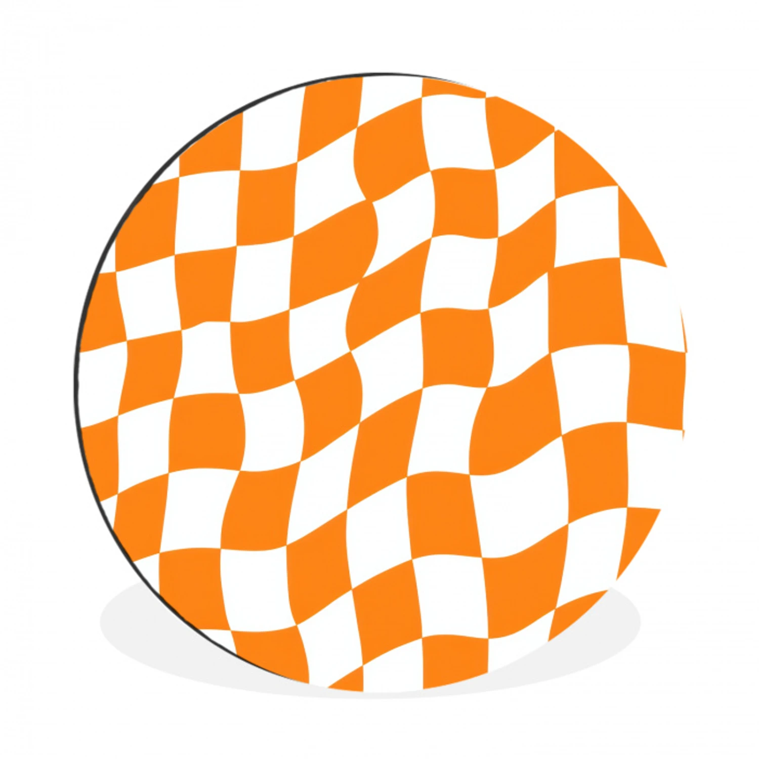 Golvend - Patroon - Oranje Wandcirkel aluminium klein 190 -3d