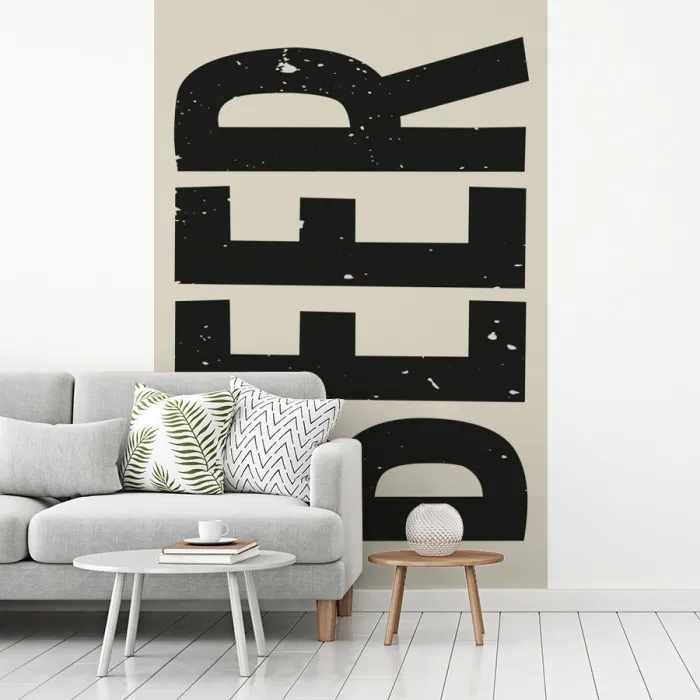 Beer - Vintage - Zwart - Beige fotobehang vinyl groot -woonkamer