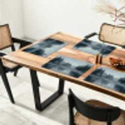 Bos - Meer - Mist - Natuur - Grijs Placemat vinyl groot -zzsfeer4_Kitchenyeah-website