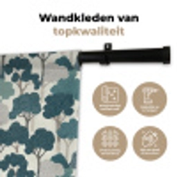 Modern - Bomen - Bos - Patroon - Blauw Wandkleed katoen klein 269 -sfeer2