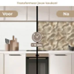 Waaierstructuren - Beige - Vezeltextuur keuken achterwand 2 middel 871 -voor-na2_NL