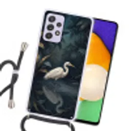 Reiger - Water - Natuur - Modern - Wit Hoesje Samsung Galaxy A52 5G met koord klein -sfeer1