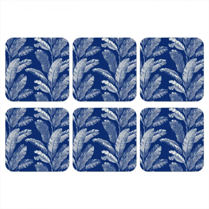 Blad - Palm - Blauw onderzetter kurk middel 366 -3d