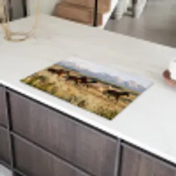 Paarden - Kudde - Bergen - Vrijheid - Wild Inductie beschermer vinyl 3mm klein -sfeer8