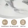 Lotusbloemen - Vissen - Bladeren - Zwart Akoestische PET Vilt - Rond klein -closeup_NL